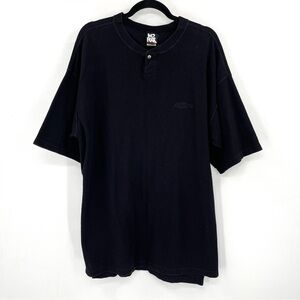 NO FEAR Vintage Black Short Sleeve Shirt Waffle Texture Vtg 90s 00sSkater Street